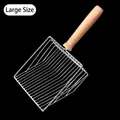 Large metal cat litter scoop with deep wire sifter and natural solid wood handle - Large (14.5*5.5*28cm)