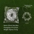 Set of 6 clear 82mm star bow ornaments with silver string for Christmas tree decoration - Star Bow / 82mm