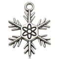 Silver zinc alloy snowflake charm with floral center pattern for DIY jewelry making - Snowflake Type I