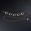 Detail of gold metal waist chain with celestial sun and moon charms for dresses - Gold Moon Single Layer