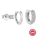 Elegant S925 sterling silver hoop earring set with sparkling cubic zirconia stones - #4 White Gold Set of 3 (Simple Zirconia)