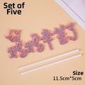 Pink rhinestone crown cake topper set with Chinese characters for Mother's Day decor - Felt Rhinestone Hard Working Mom Crown (5 Pcs) / Pink