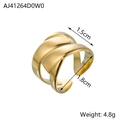 Detailed view of golden wide crisscross ring featuring a matte frosted finish and open band - AJ41264 Cross Wrap / Gold