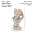 Captain pirate statue in sandstone finish resin for retro home decor shelf display - Pirate Captain Statue (Sandstone)