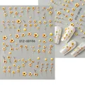 Detailed 5D embossed nail stickers featuring yellow plum blossoms on a light grey background - STZ-5D106 (Bare Sheet)