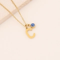 Collier doré avec pendentif œil et lettre C sur chaîne minimaliste en acier - Lettre C