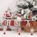 Cartel navideño de madera para colgar con Papá Noel, muñeco de nieve y reno festivo - Colgante de madera Christmas (Papá Noel/Muñeco de nieve/Reno)