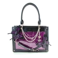 Gothic Lolita tote bag in black and purple with glitter spider web and butterfly chains - Black Purple Butterfly