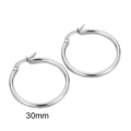 Classic 30mm diameter round stainless steel hoop earrings in silver finish for women - 30MM