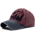 Gorra de béisbol vintage de algodón lavado en burdeos y gris con bordado retro - Ajustable / Marino y Burdeos