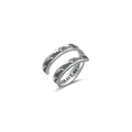 Minimalist double layer silver wrap ring with wave pattern and BE BRAVE engraving - US 9 / R119 Be Brave Wave / Silver