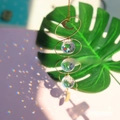 Moon star crystal suncatcher with gold chains and hanging prisms for garden decor - Size 24