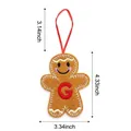 Gingerbread man ornament with red letter G and hanging rope for Christmas tree - Style G