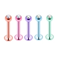 Five pieces of stainless steel stud earrings with colorful stones and flat back design - Multicolor Rhinestone Style
