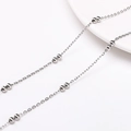 Silver stainless steel chain with decorative round beads for DIY jewelry making - Style 09 Beaded Chain (FLB074) / 1 Meter