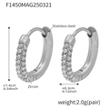 Silver 14mm stainless steel hoop earrings with brilliant-cut cubic zirconia crystals - 14mm / Silver