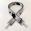 Adjustable camouflage bag strap with silver shimmer and metallic lobster clasps - Light Blue Silver Thread + Silver Buckle