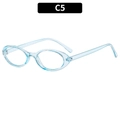 Vintage oval-frame blue transparent decorative eyewear in a minimalist resin design - Transparent Blue