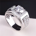 Luxurious 18K white gold ring featuring a large brilliant-cut moissanite stone. - Ljz-101 [1 Carat] / Adjustable Open