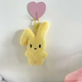 Cute yellow plush bunny keychain with matching plastic hook for backpacks and bags - Keychain / Yellow