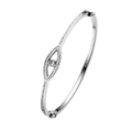 Bracciale occhio del male in argento con strass bianchi e design sottile in acciaio - Argento