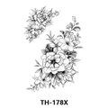 Waterproof temporary tattoo sticker featuring black and white peony line art TH-178X - Th-178 / 210*148mm