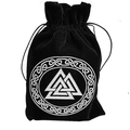 Black velvet drawstring bag with silver Valknut embroidery for tarot cards and jewelry - Valknut Triangle/Black