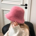 Schicker Damen Angora-Stil Fischerhut in Rosa mit flauschigem Plüsch für den Winter - Einheitsgröße / Rosa