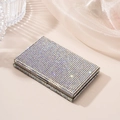 Sparkling rhinestone card holder with metal frame and rainbow crystal finish - AB White