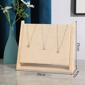 Linen necklace display stand with wooden frame in beige color, 29x25x10cm dimensions - Vertical Linen Necklace Stand