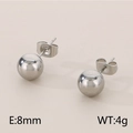 Orecchini a lobo a sfera minimalisti da 8 mm in acciaio inossidabile argento lucido - Colore Argento Pieno (8mm)