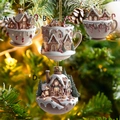 Christmas ginger house coffee cup acrylic hanging ornaments for car interior and tree - 4-Pack Christmas Pendants Set