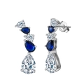 Elegant S925 sterling silver drop earrings with blue and white pear-shaped zircons - Lze11-p