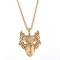 Punk-Halskette aus Edelstahl mit goldenem Wolfskopf-Anhänger im Vintage-Stil an einer Webkette - Goldener Wolfskopf-Anhänger (Ohne Kette)