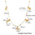 Dettaglio del ciondolo balena con zircone e dimensioni della catena in acciaio inossidabile - Collana Oceano Zirconia DIY Dorata
