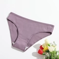 Purple ribbed cotton panties for women with breathable fabric and low-rise minimalist design - S / Purple