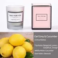 Earl Grey and Cucumber scented soy candle in frosted glass with pink gift box - Ash Gray (Citrus)