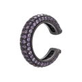 Minimalist C-shaped ear cuff in black 18K gold plating with purple cubic zirconia - Gunmetal Purple Zirconia 1PC