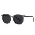 Classic pilot square sunglasses with translucent grey frame and gold arrow metal accents - C5 Gray Frame Black Gray