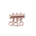 Three-row multi-strand necklace connector clasp in rose gold finish with spring rings - 3-strand / Rose Gold