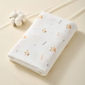 Soft white cotton baby towel with cute yellow fox print and gauze texture design - 100*100cm / Cartoon Fox Character