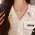 Elegant flower pendant necklace with sparkling zircons and a minimalist gold-toned chain - 14# Necklace-Silver Four-Leaf Clover with White Zirconia