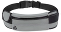 Gray running belt waist pack made of neoprene with reflective strips and buckle - Light Gray