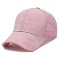 Rosa Camouflage Mesh-Baseballkappe mit atmungsaktivem Polyesternetz und gebogenem Rand - Verstellbar / Rosa