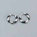 Boucles d'oreilles créoles en argent S925 avec spirale en émail noir et fermoir sécurisé - Argent 925 / Plaqué Argent (Noir)
