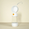 Portable white dog water bottle with transparent body and orange button for outdoor walking - White / 400ml Water + 182ml Food