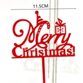 Red Merry Christmas acrylic cake topper with gift box design and 11.5cm width measurement - Red