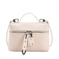 Borsa a secchiello a tracolla minimalista bianco crema in pelle martellata con manico - Bianco