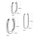 Pendientes de aro ovalados de acero inoxidable plateado con medidas de varios tamaños - 2.0*23mm / Estilo Plateado (MS-095)