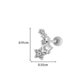 Silver star stacked stud earrings with white cubic zirconia and dimension markings - 5# Silver (Stacked Stars)
